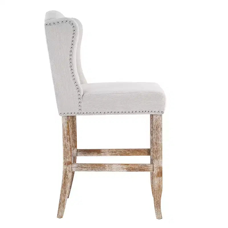 Tabourets de bar rembourrés touffetés en bois d'hévéa à dossier haut contemporains Evelina de Christopher Knight Home (lot de 2)