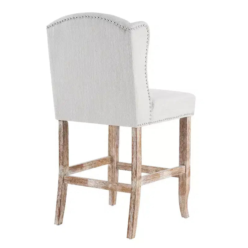 Tabourets de bar rembourrés touffetés en bois d'hévéa à dossier haut contemporains Evelina de Christopher Knight Home (lot de 2)