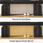 Banc d'entrée Lantine, banc à chaussures noir de 59 pouces de long avec bases arquées, banc d'intérieur en bois pour entrée, salon, chambre à coucher