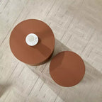 GDFStudio Ediva – Ensemble de 2 tables d'appoint modernes en cuir selle et bois
