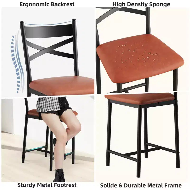 Tabourets de bar Coolmee hauteur comptoir, chaises de bar rembourrées avec dossier, tabourets de bar modernes hauteur comptoir pour îlot de cuisine, salle à manger
