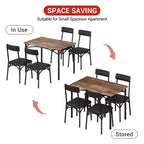 Ensemble table à manger et 4 chaises pour petits espaces, table de cuisine avec 4 chaises rembourrées, structure moderne en bois et métal pour appartement, salle à manger