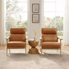 Fauteuil d'appoint Art Leon en cuir véritable et bois massif