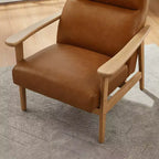 Fauteuil d'appoint Art Leon en cuir véritable et bois massif