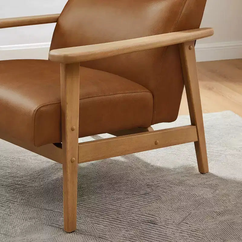 Fauteuil d'appoint Art Leon en cuir véritable et bois massif