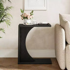 Table d'appoint en C Lantine pour canapé, petite table de chevet pour sofa, table de nuit en bois pour salon, chambre à coucher, bureau pour ordinateur portable (1, Noir)