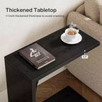 Table d'appoint en C Lantine pour canapé, petite table de chevet pour sofa, table de nuit en bois pour salon, chambre à coucher, bureau pour ordinateur portable (1, Noir)