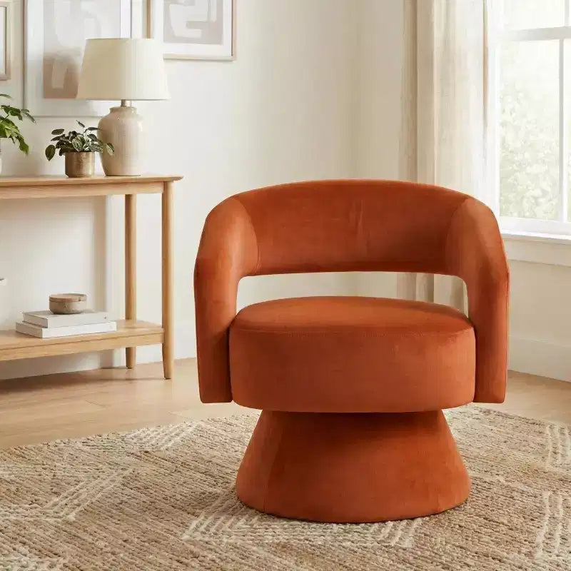 Fauteuil pivotant d'appoint de luxe moderne en velours GDFStudio Hudson