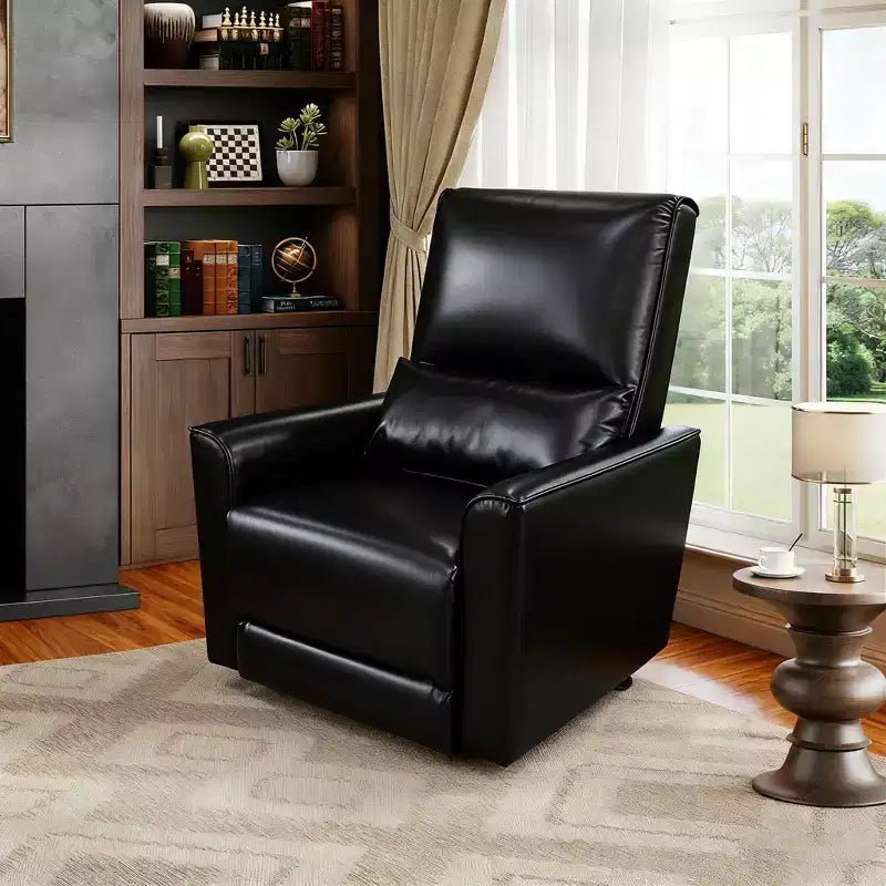 Fauteuil inclinable, pivotant et à bascule manuel – Planeur en similicuir avec soutien lombaire pour salon et chambre de bébé