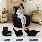 Fauteuil inclinable, pivotant et à bascule manuel – Planeur en similicuir avec soutien lombaire pour salon et chambre de bébé