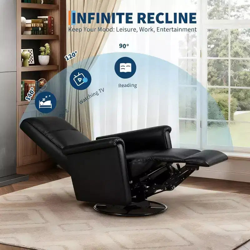 Fauteuil inclinable, pivotant et à bascule manuel – Planeur en similicuir avec soutien lombaire pour salon et chambre de bébé