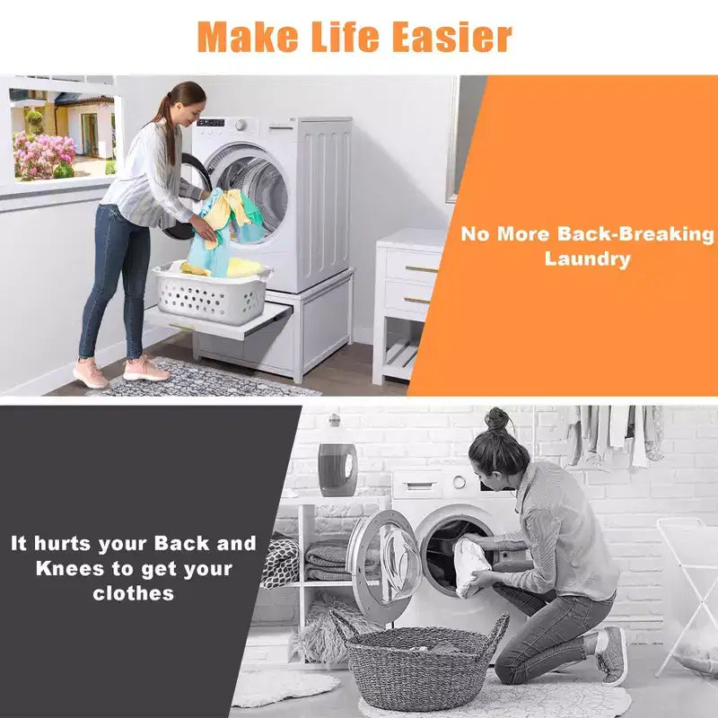GDLF Pied de Lave-linge Sèche-linge en Métal Robuste, Socle Universel Anti-Vibration pour Lave-linge 29