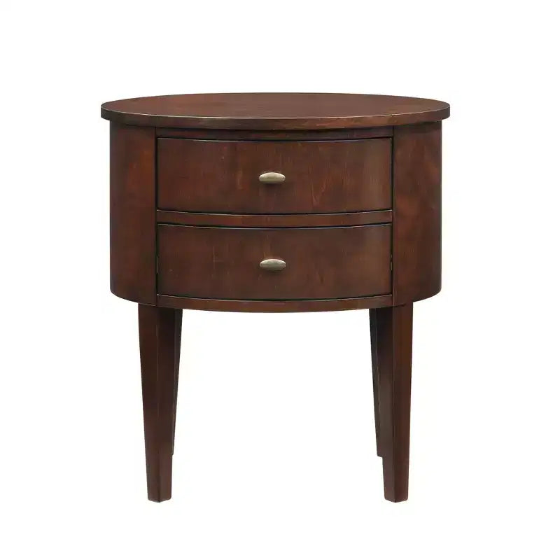 Table d'appoint ovale en bois à 2 tiroirs Amberly - iNSPIRE Q