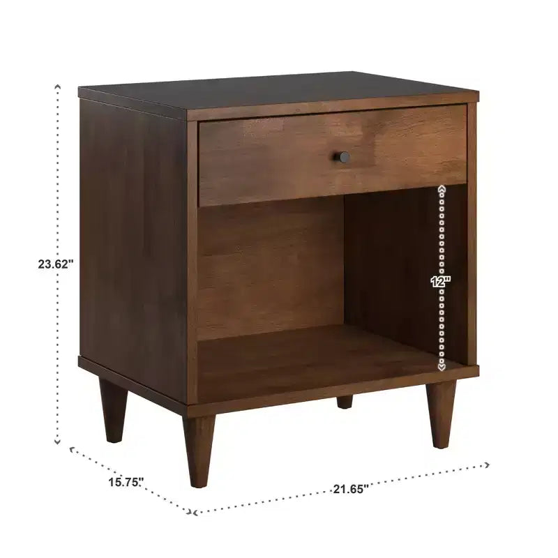 Table de chevet en bois à 1 tiroir Mercer - Brun - iNSPIRE Q