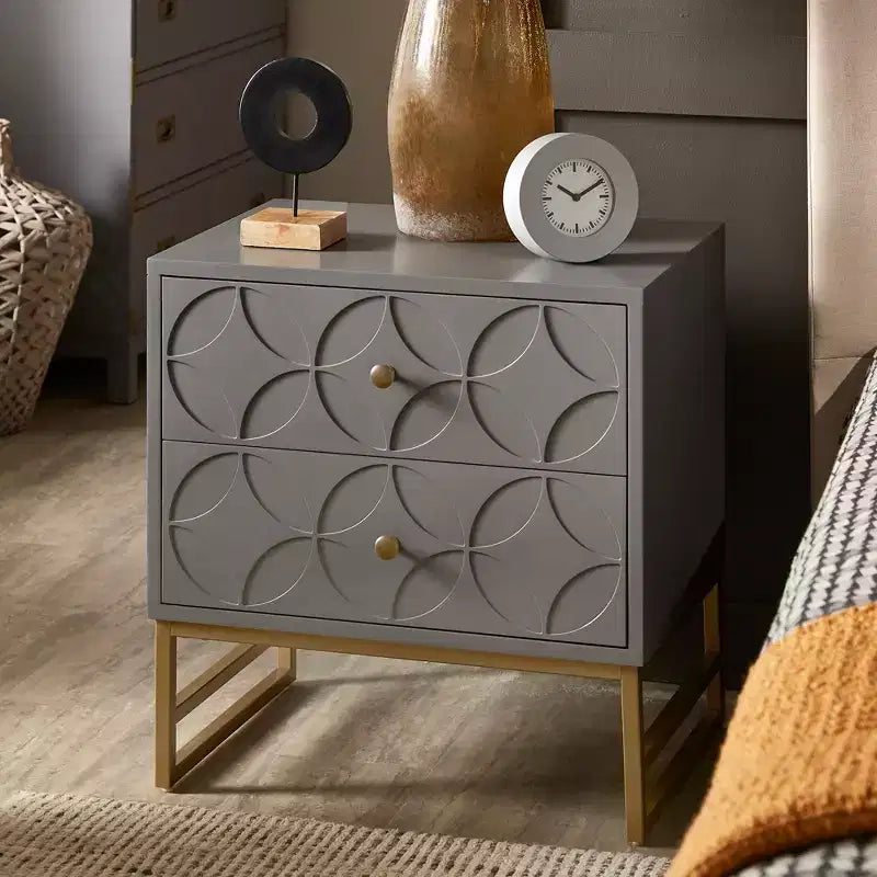 Table de chevet Frankie Arched Diamond Gold Metal - iNSPIRE Q