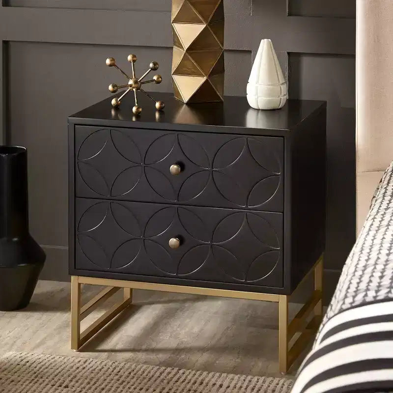 Table de chevet Frankie Arched Diamond Gold Metal - iNSPIRE Q