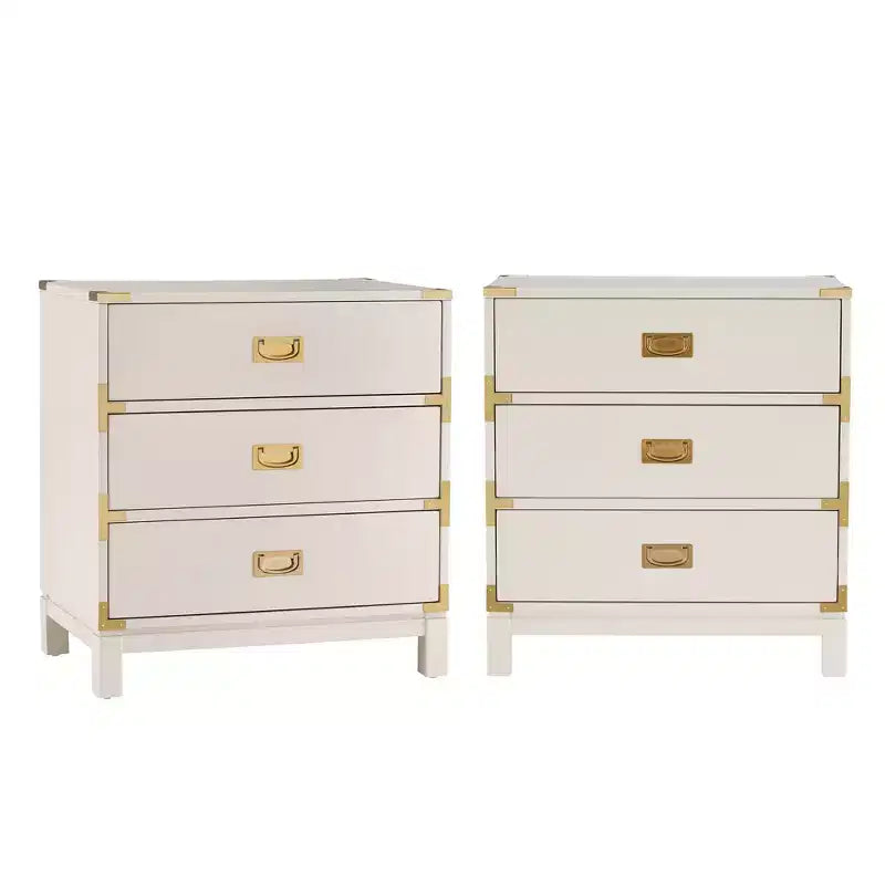 Table de chevet à 3 tiroirs Borden avec accents dorés - iNSPIRE Q