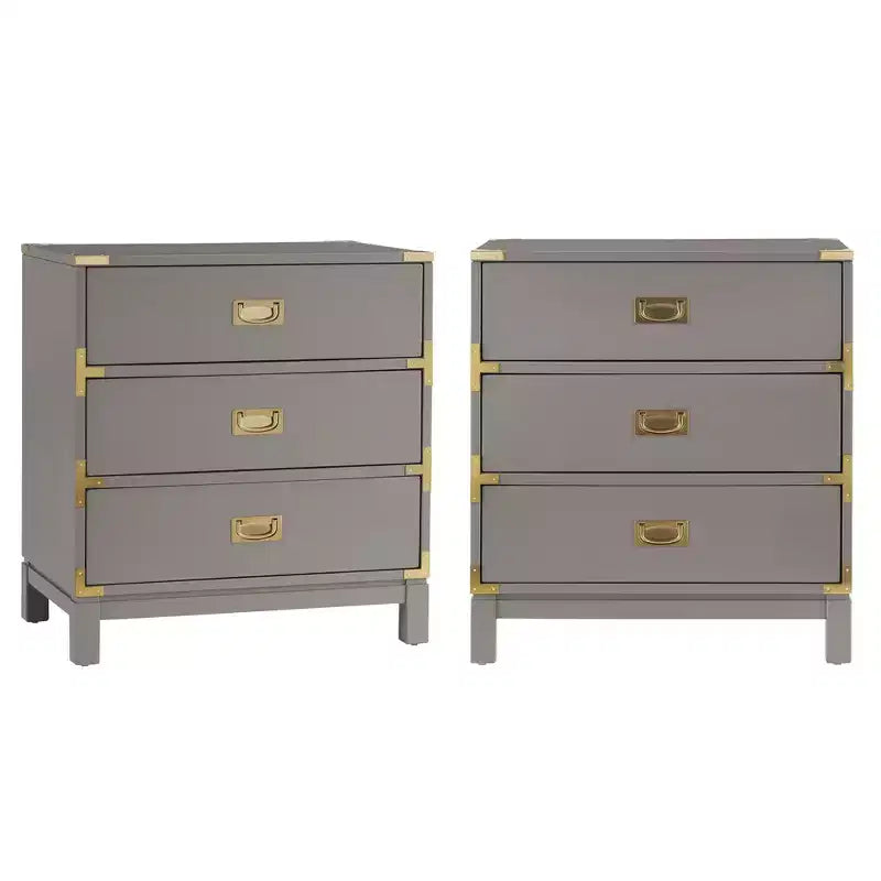 Table de chevet à 3 tiroirs Borden avec accents dorés - iNSPIRE Q