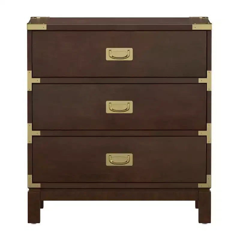Borden 3-Drawer Gold Accent Nightstand - iNSPIRE Q