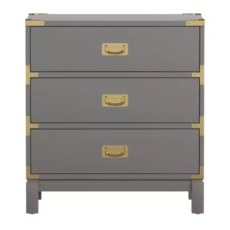 Table de chevet à 3 tiroirs Borden avec accents dorés - iNSPIRE Q