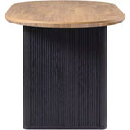 Table de cuisine moderne, table à manger ovale cannelée de 160 cm pour 4-6 personnes, avec bord épaissi et piétement central rayé, pour salle à manger/cuisine/bureau à domicile