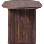 Table de cuisine moderne, table à manger ovale cannelée de 160 cm pour 4-6 personnes, avec bord épaissi et piétement central rayé, pour salle à manger/cuisine/bureau à domicile