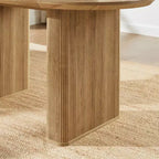 Table de cuisine moderne, table à manger ovale cannelée de 160 cm pour 4-6 personnes, avec bord épaissi et piétement central rayé, pour salle à manger/cuisine/bureau à domicile
