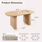 Table de cuisine moderne, table à manger ovale cannelée de 160 cm pour 4-6 personnes, avec bord épaissi et piétement central rayé, pour salle à manger/cuisine/bureau à domicile