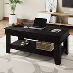 Table basse Garvee avec tiroir 120 cm, table de salon avec étagère ouverte, grande table de salon