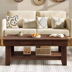 Table basse Garvee avec tiroir 120 cm, table de salon avec étagère ouverte, grande table de salon