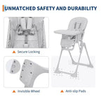 Chaise haute bébé, chaises d'alimentation pliables pour bébés et tout-petits, hauteur/dossier/repose-pieds réglables, plateau amovible