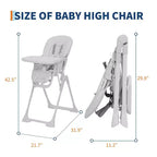 Chaise haute bébé, chaises d'alimentation pliables pour bébés et tout-petits, hauteur/dossier/repose-pieds réglables, plateau amovible