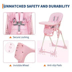 Chaise haute bébé, chaises d'alimentation pliables pour bébés et tout-petits, hauteur/dossier/repose-pieds réglables, plateau amovible