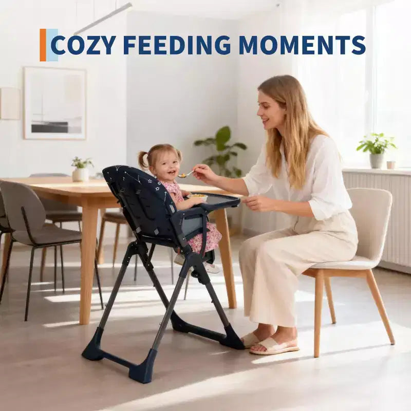 Chaise haute bébé, chaises d'alimentation pliables pour bébés et tout-petits, hauteur/dossier/repose-pieds réglables, plateau amovible
