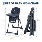 Chaise haute bébé, chaises d'alimentation pliables pour bébés et tout-petits, hauteur/dossier/repose-pieds réglables, plateau amovible