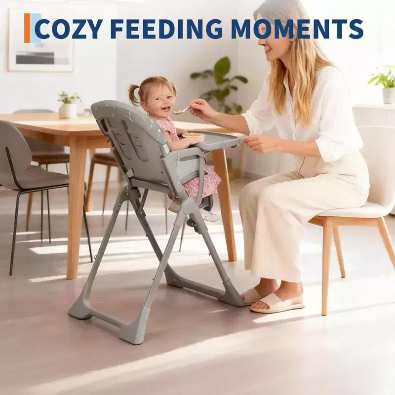 Chaise haute bébé, chaises d'alimentation pliables pour bébés et tout-petits, hauteur/dossier/repose-pieds réglables, plateau amovible