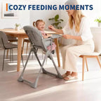Chaise haute bébé, chaises d'alimentation pliables pour bébés et tout-petits, hauteur/dossier/repose-pieds réglables, plateau amovible
