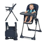 Baby High Chair, Foldable Feeding Chairs for Babies and Toddlers, Adjustable Height/Backrest/Footrest, Removable Tray