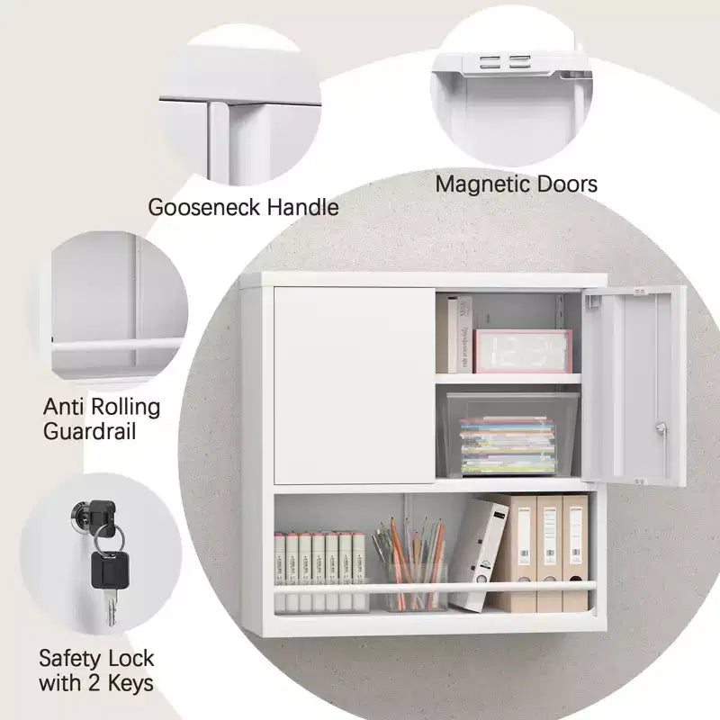 Meuble de cuisine métallique réglable à 2 portes avec étagères ajustables