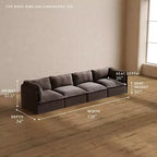 Canapé modulaire lavable 4 places Anabei | Assise Deluxe+ et coussin Cloud