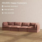 Canapé modulaire lavable 4 places Anabei | Assise Deluxe+ et coussin Cloud