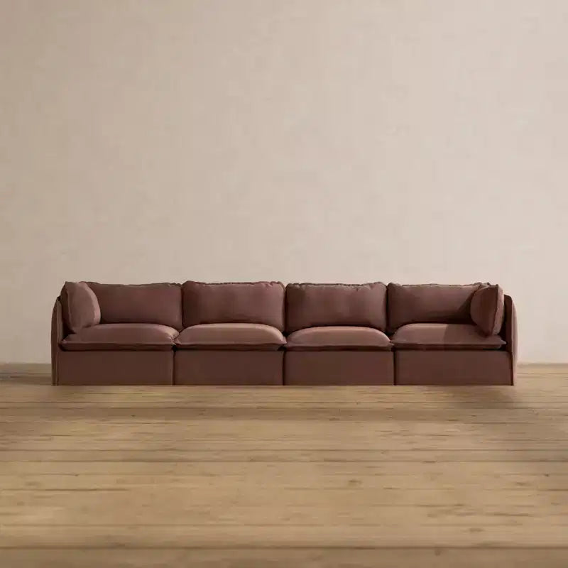 Canapé modulaire lavable 4 places Anabei | Assise Deluxe+ et coussin Cloud