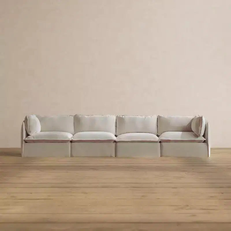 Canapé modulaire lavable 4 places Anabei | Assise Deluxe+ et coussin Cloud