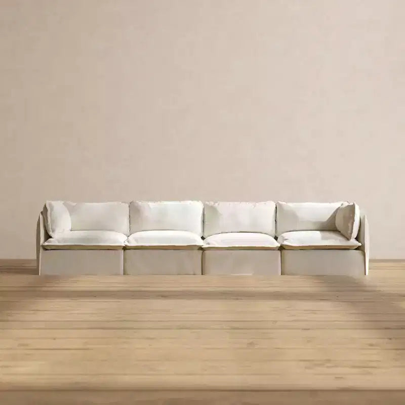 Canapé modulaire lavable 4 places Anabei | Assise Deluxe+ et coussin Cloud