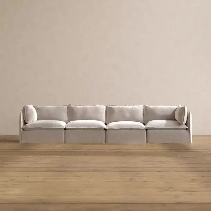 Canapé modulaire lavable 4 places Anabei | Assise Deluxe+ et coussin Cloud