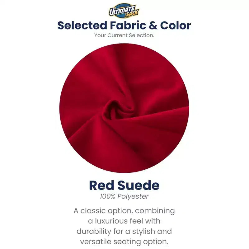 Pouf poire Ultimate Sack de 1,80 m et repose-pieds, très grand transat, suède rouge