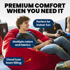 Pouf poire Ultimate Sack de 1,80 m et repose-pieds, très grand transat, suède rouge