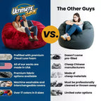 Pouf poire Ultimate Sack de 1,80 m et repose-pieds, très grand transat, suède rouge