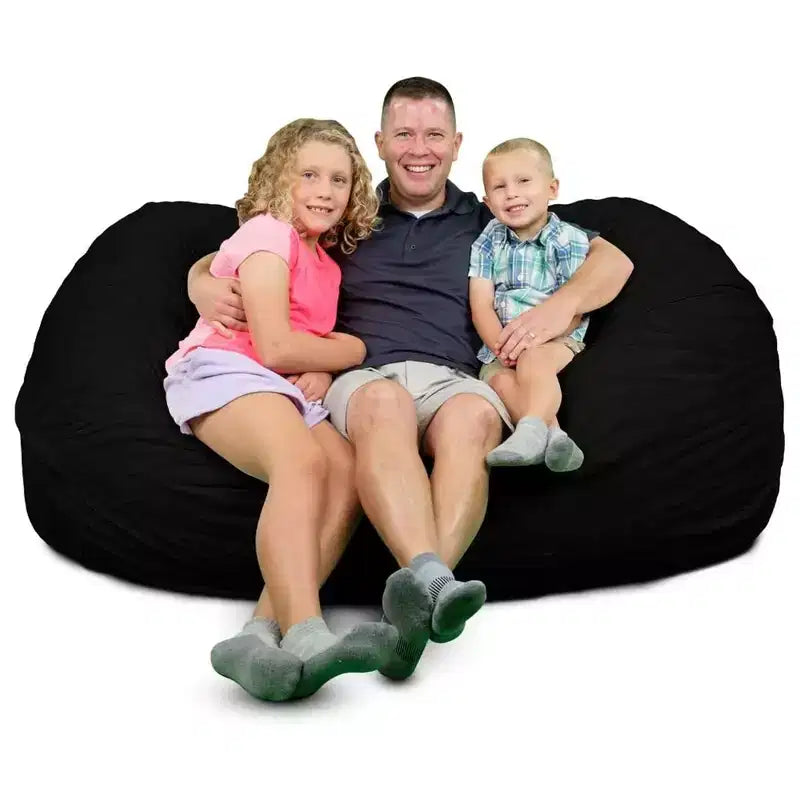 Ultimate Sack Lounger Bean Bag Chair Oversized Comfy Loveseat, Black Suede