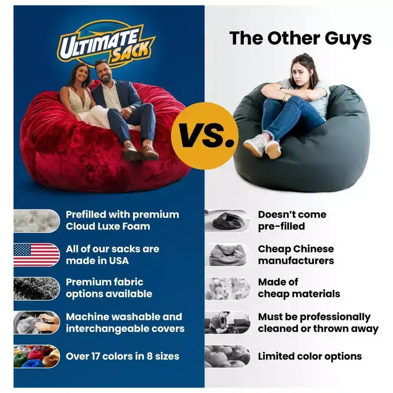 Fauteuil poire Ultimate Sack Lounger, surdimensionné, confortable pour l'intérieur, en suède marine